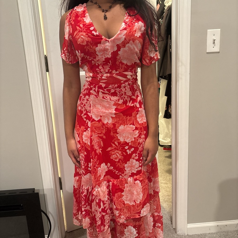 Floral Red Dress
